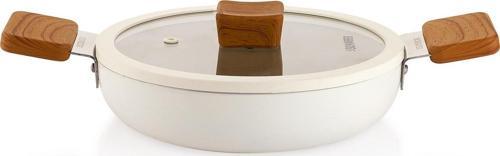 Ceramoni Seramik Kapaklı Sahan 22 Cm-Krem