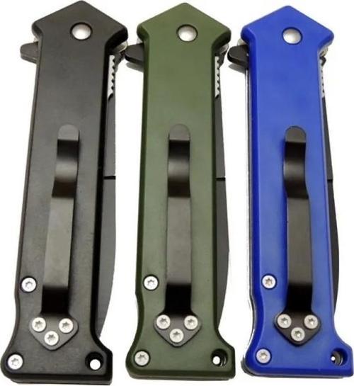 4352 Mavi Bas - Çek Kamp Çakı 20cm- Otomatik, Kemerlikli