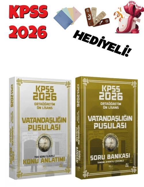 2026 KPSS Lise Ön Lisans Vatandaşlık Vatandaşlığın Pusulası Konu + Soru Bankası 2 li Set - Ali Koç C