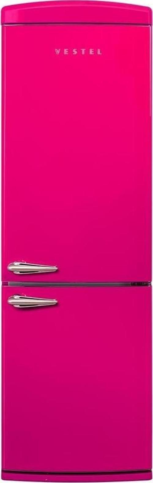 NFK37001 Pembe Retro Kombi Buzdolabı