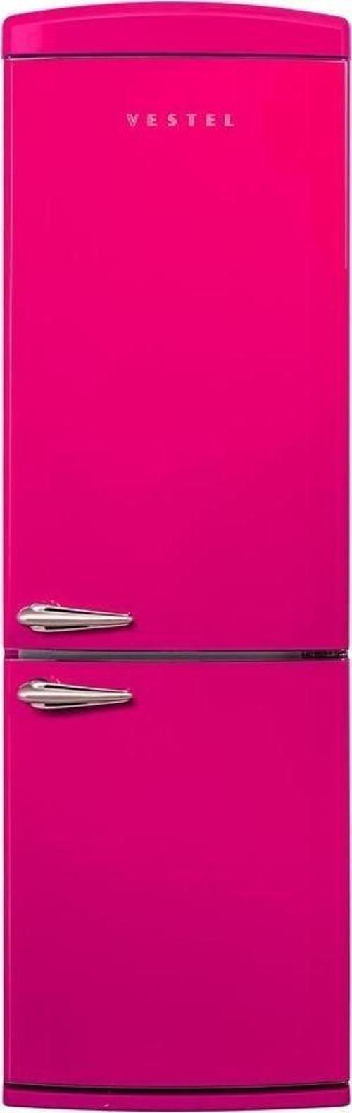 NFK37011 Pembe Retro Kombi Buzdolabı