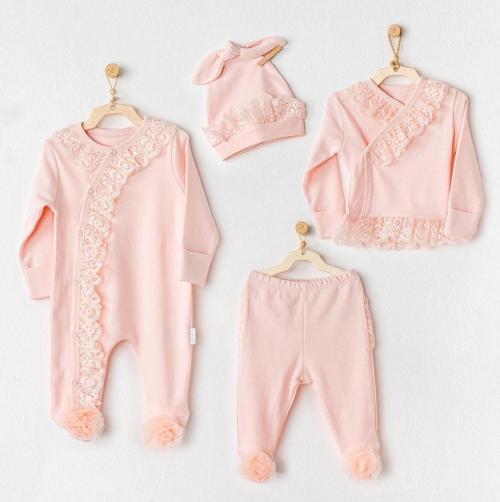 Bebek Hastane Çıkışı 4 Pcs Newborn Tulle Set Chıc Gırl