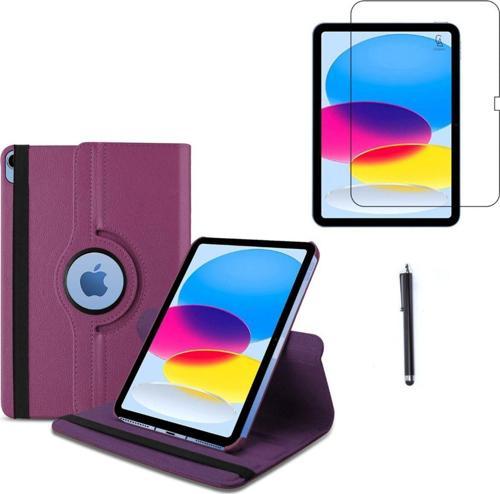 Apple İpad A16 11.Nesil (A3354-A3355) Dönebilen Tablet Kılıfı + Ekran Koruyucu + Tablet Kalemi