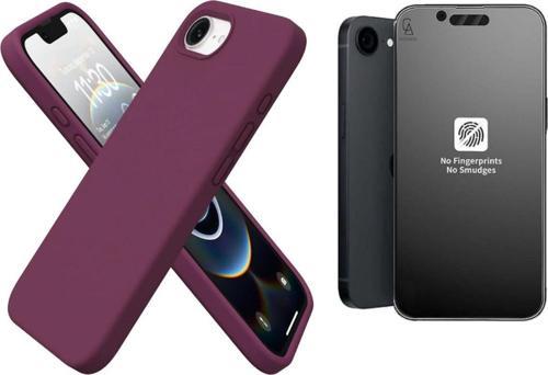 Apple İphone 16E Uyumlu İçi Kadife Lansman Kılıf Ve Mat Seramik Tam Kaplayan Cam Ekran Koruyucu