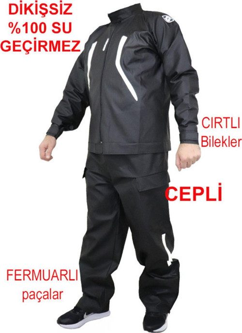 Motorcu Yağmurluk Tulumlu Takım Özel Tasarım Dikişsiz %100 Su Geçirmez Cepli Anka