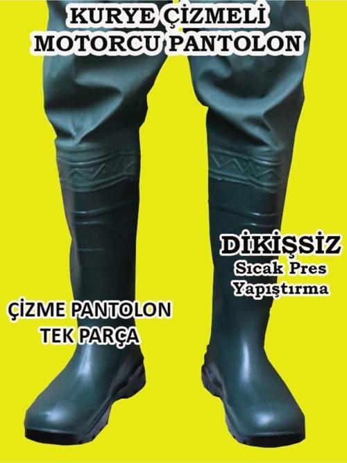 Motorcu Çizmeli Pantolon, Kurye Motorcu %100 Su Geçirmez Tek Alt Çizmeli Pantolon Dikişsiz