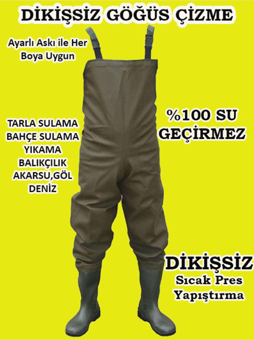 Göğüs Çizme, Pvc Tulum Çizme %100 Su Geçirmez, Leke Tutmaz 55 Mikron Dikişsiz Tulum