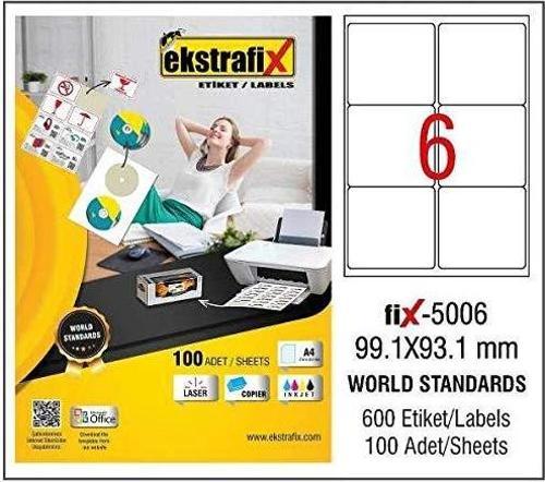 Ekstrafix A4 Lazer Etiket 9,91cmX9,31cm 100 sayfa 600 etiket