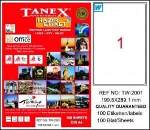 Etiket 199,6X289,1Mm Düz Tw-2001 A4 100 sayfa