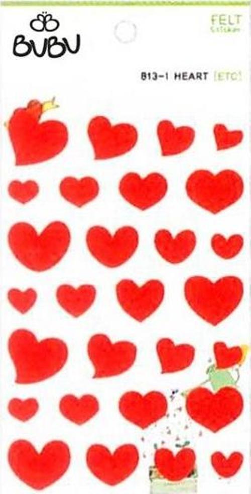 Bubu Keçe Sticker Kırmızı Kalpler - 4 paket