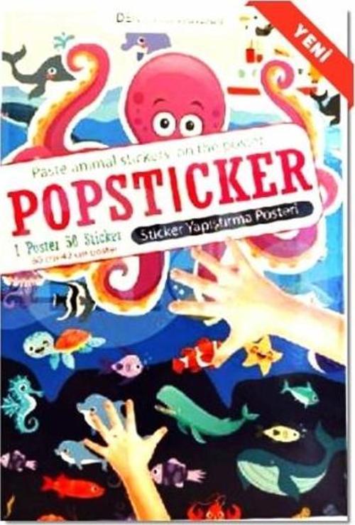 Lama Deniz Hayvanları Popsticker Yapıştırma Posteri 22x30 1 poster 50 sticker