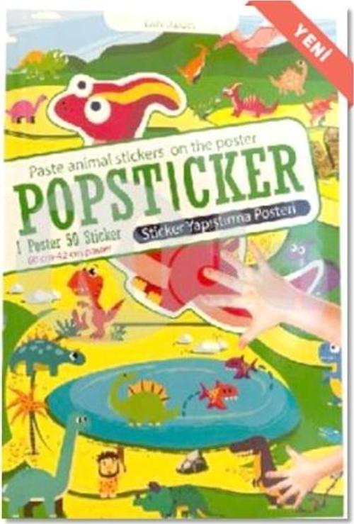 Lama Dinozor Popsticker Yapıştırma Posteri 22x30 1 poster 50 sticker