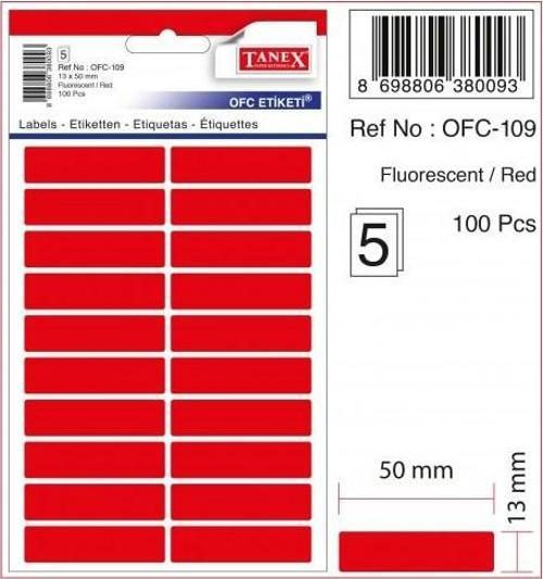 Etiket Ofc-109 13X50Mm Kırmızı 10 lu 2 paket