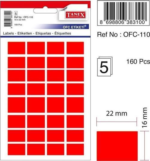 Etiket Ofc-110 16X22Mm Kırmızı 10 lu 2 paket