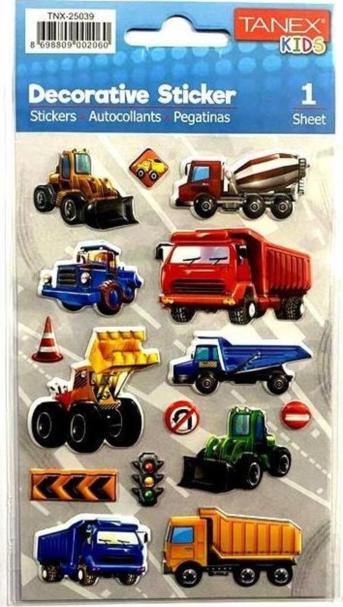 Tanex Kabartmalı Sticker İnşaat Kamyonları Tnx-25039 - 2 adet