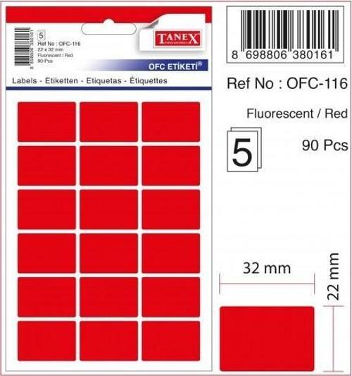 Etiket Ofc-116 22X32 Kırmızı 10 lu