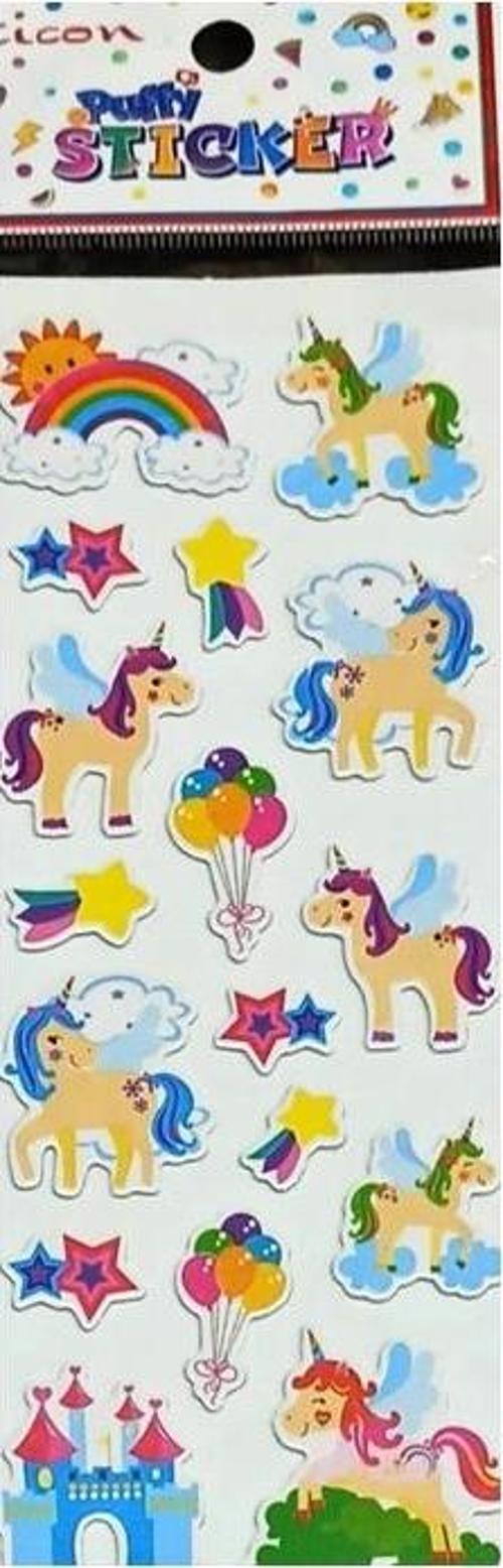 Puffy Sticker Unicorn - 6 adet