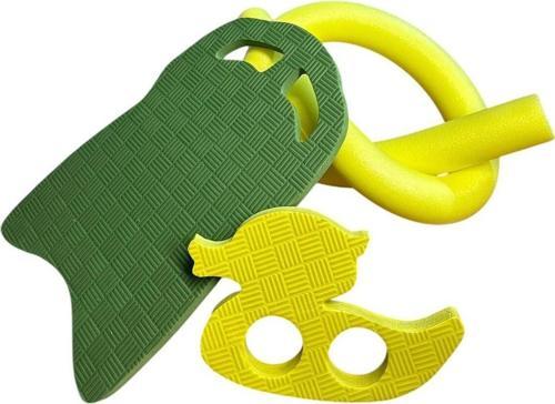 Yüzme Tahtası 3Lü Set Tahta Haki Makarna Sarı Kilit Ördek Sarı