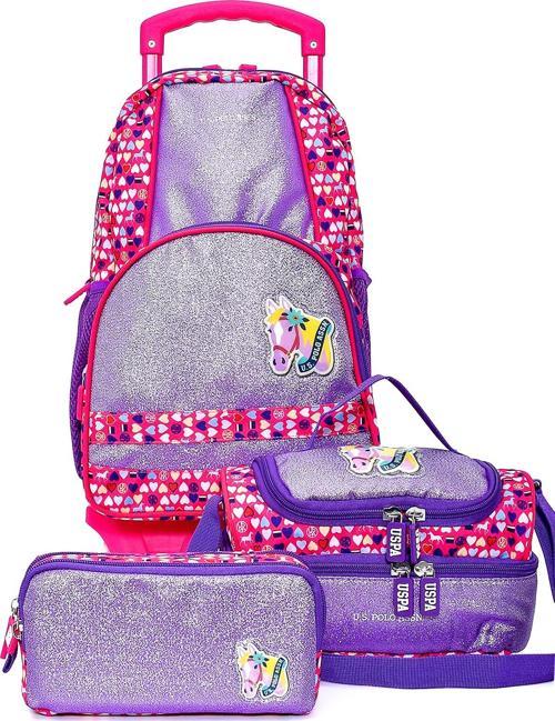 U.S. Polo. Assn. Kız Çocuk Tekerlekli Okul Çanta Seti PLSETTRL241626364
