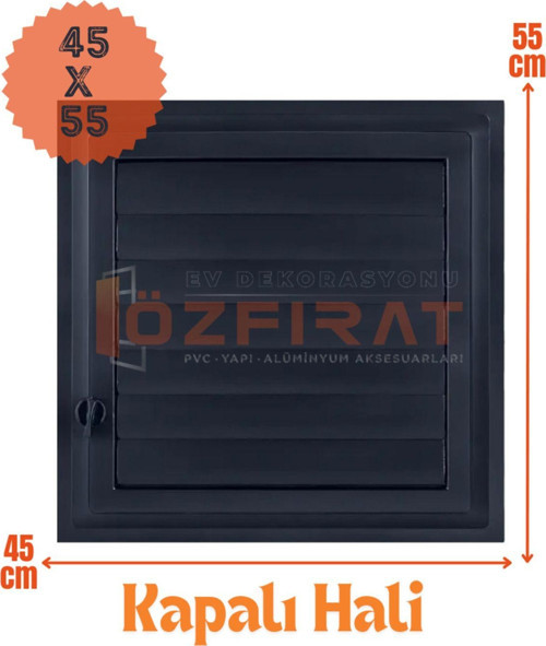 Menfez 45X55 Cm Banyo / Wc Havalandırma Menfezi / Plastik Antrasit Renk
