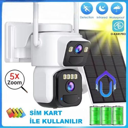 Çift Kameralı 4G Solar Kamera Yeni Şık Kasa O-Kam Pro Türkçe Program