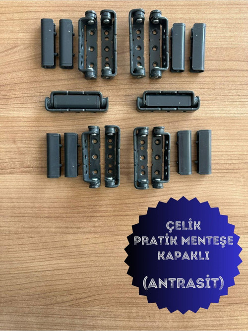 Pvc Pimapen Kapı Pencere Pratik Çelik Menteşe 80Mm Antrasit (10 Adet) Vidalar Dahil