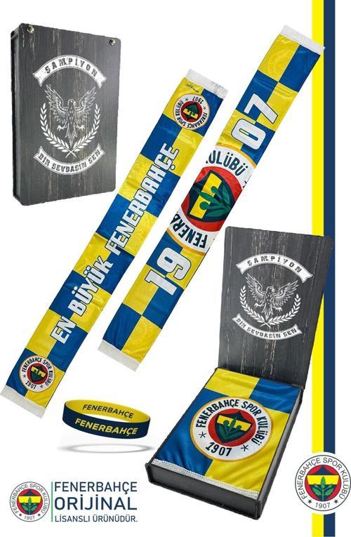 Orijinal Lisanslı En Büyük Fenerbahçe Şal Atkı ve Bileklik Set Kanarya Baskıl