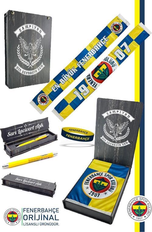 Orijinal Lisanslı En Büyük Fenerbahçe Saten Şal Atkı + Uçlu Kalem + Bileklik