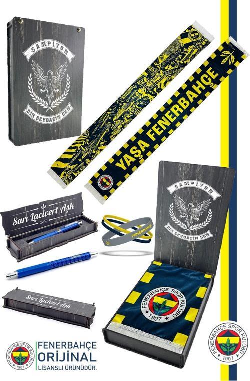 Orijinal Lisanslı Yaşa Fenerbahçe Saten Şal Atkı + Uçlu Kalem + Bileklik Set