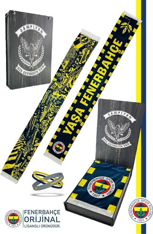 Orijinal Lisanslı Yaşa Fenerbahçe Şal Atkı ve Bileklik Set Kanarya Baskılı Ah