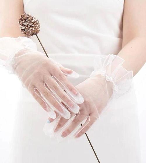 Kısa Boy Likralı Güpürlü Yetişkin Tül Eldiven