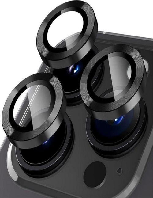 İphone 14 Pro Max Uyumlu  Kamera Lensi Koruma Camı Safir Metal Çerçeveli Hd Siyah Koruma Lensi
