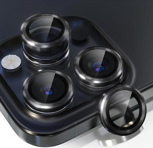 İphone 15 Pro-15 Pro Max Uyumlu Kamera Lens Koruyucu Siyah