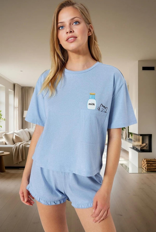 Kadın Pamuklu Örme Pijama Takımı Yazlık Kısa Şortlu Rahat Tasarım Ve Şık Mükemmel Uyum