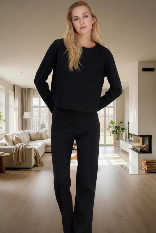 Kadın Kaşkorse Örme Pijama Takımı Kış Mevsimi İçin Rahat Özenle Seçilmiş Zarif Tasarım