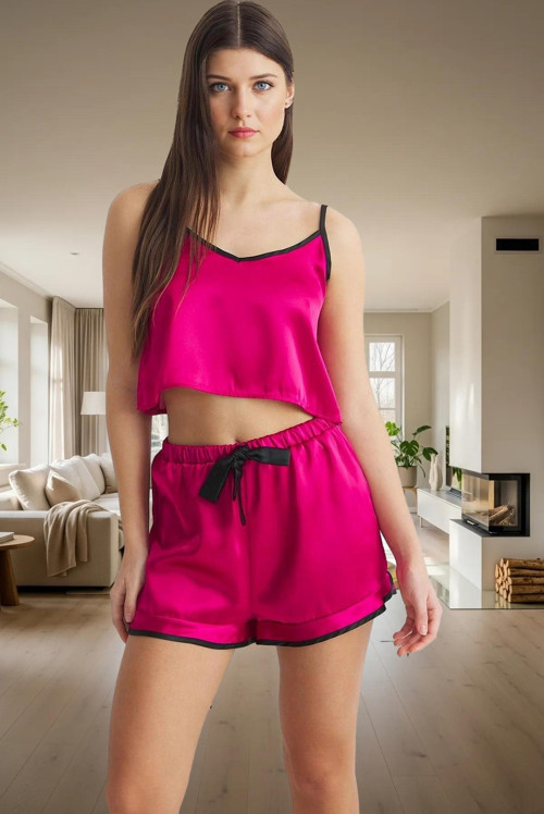 Kadın Şık Saten Pijama Takımı İnce Askılı Rahat Yazlık Ev Giyim Konforlu Kesim Kaliteli İşçilik