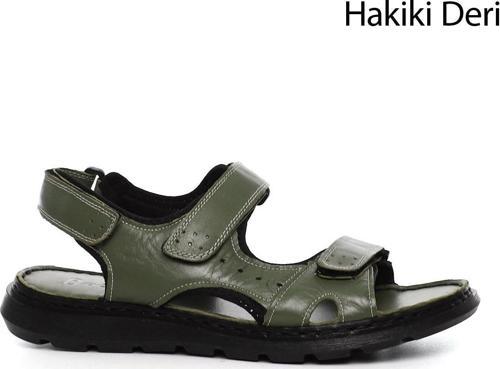 Erkek  Ayarlanabilir Cırt Bantlı Hakiki Deri Sandalet