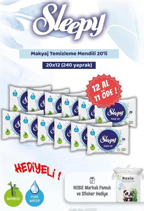 12 AL 11 ÖDE Makyaj Temizleme Mendili 20'li ve Rosie Bebek pamuğu
