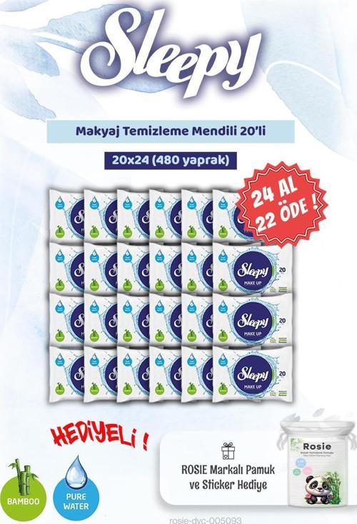 24 AL 22 ÖDE Sleepy 20'li Makyaj Temizleme Mendili ve Rosie Bebek pamuğu