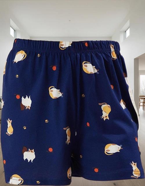 Kadın Kedili %100 Pamuklu Kısa Kollu Pijama Takımı Mükemmel Uyum Dayanıklı Malzeme