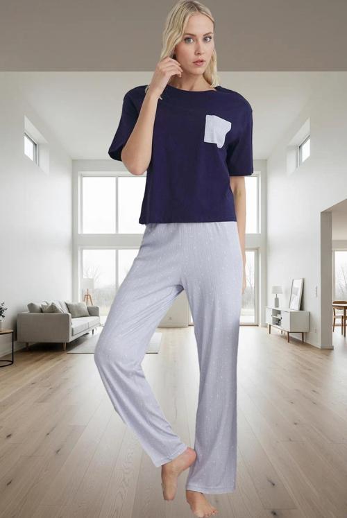 Kadın Kısa Kollu Regular Kalıp Pamuklu Pijama Takımı Özenle Seçilmiş Rahat Kullanım