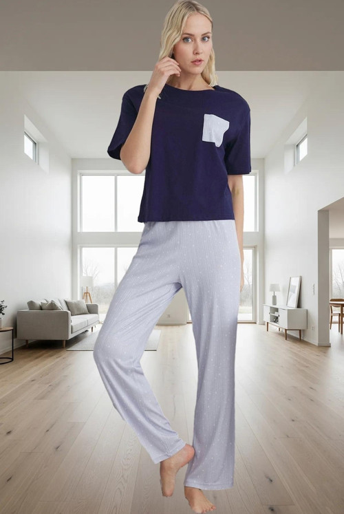 Kadın Kısa Kollu Regular Kalıp Pamuklu Pijama Takımı Özenle Seçilmiş Rahat Kullanım