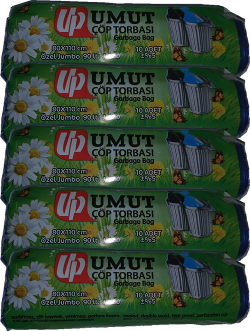 Jumbo J250, 80x110 cm 90 litre, 10 adet, 5 Rulo Çöp Torbası