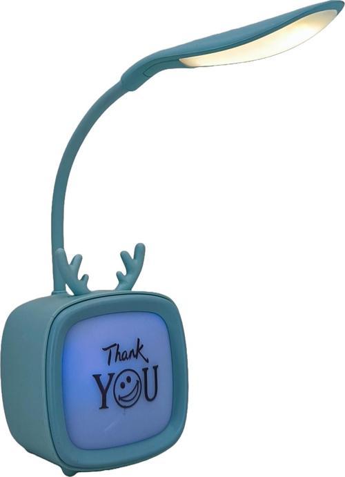 Budret Şarjlı 400mAh Led Masa Lambası Akrobatik Gece Lambası Turkuaz