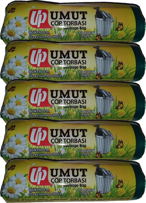 Jumbo J400, 80x110 cm 90 litre, 10 adet, 5 Rulo Çöp Torbası