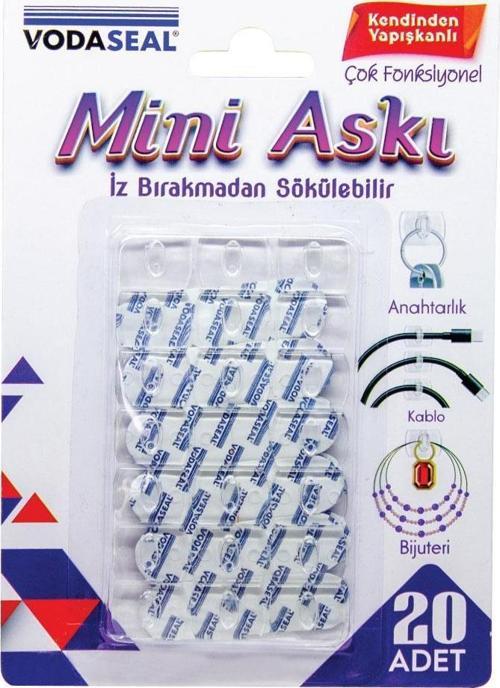 VodaSeal İz Bırakmadan Sökülebilir Mini Askı - 20 Parça - Şeffaf
