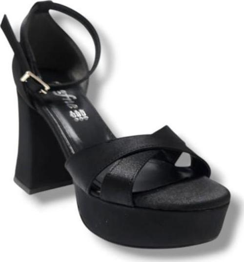 787-25 Saten Çapraz Bant Kalın Topuk(10cm) Anatomik Kadın Sandalet