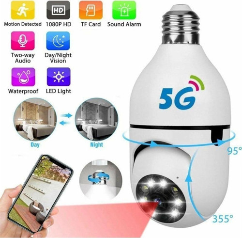 Wifi 360 Panoramik Ampul Kamera Güvenlik Kamerası Çift Wifi 360 Derece Gece Görüşlü
