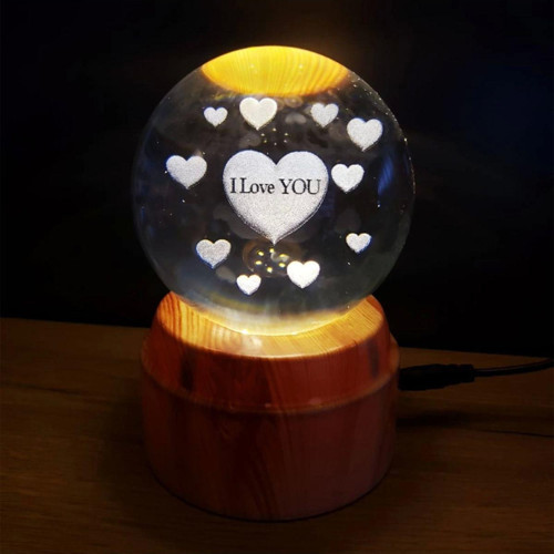 I Love You Tasarım Standlı Cam Küre - Gms2120-1732