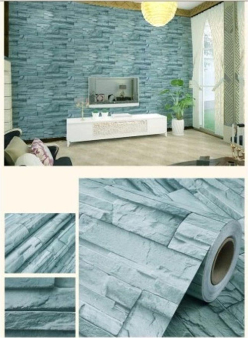Mavi Tuğla 3D Duvar Kaıdı 3 Metre